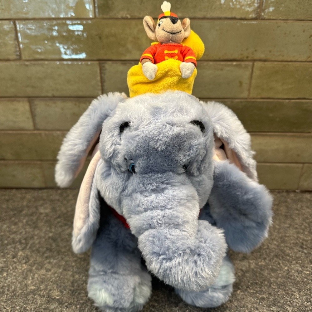 Disney Dumbo Plush Elephant Toy with Mouse - Blue and Yellow